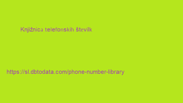 Knjižnica telefonskih številk 