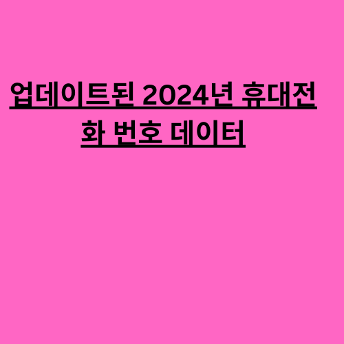 업데이트된 2024년 휴대전화 번호 데이터